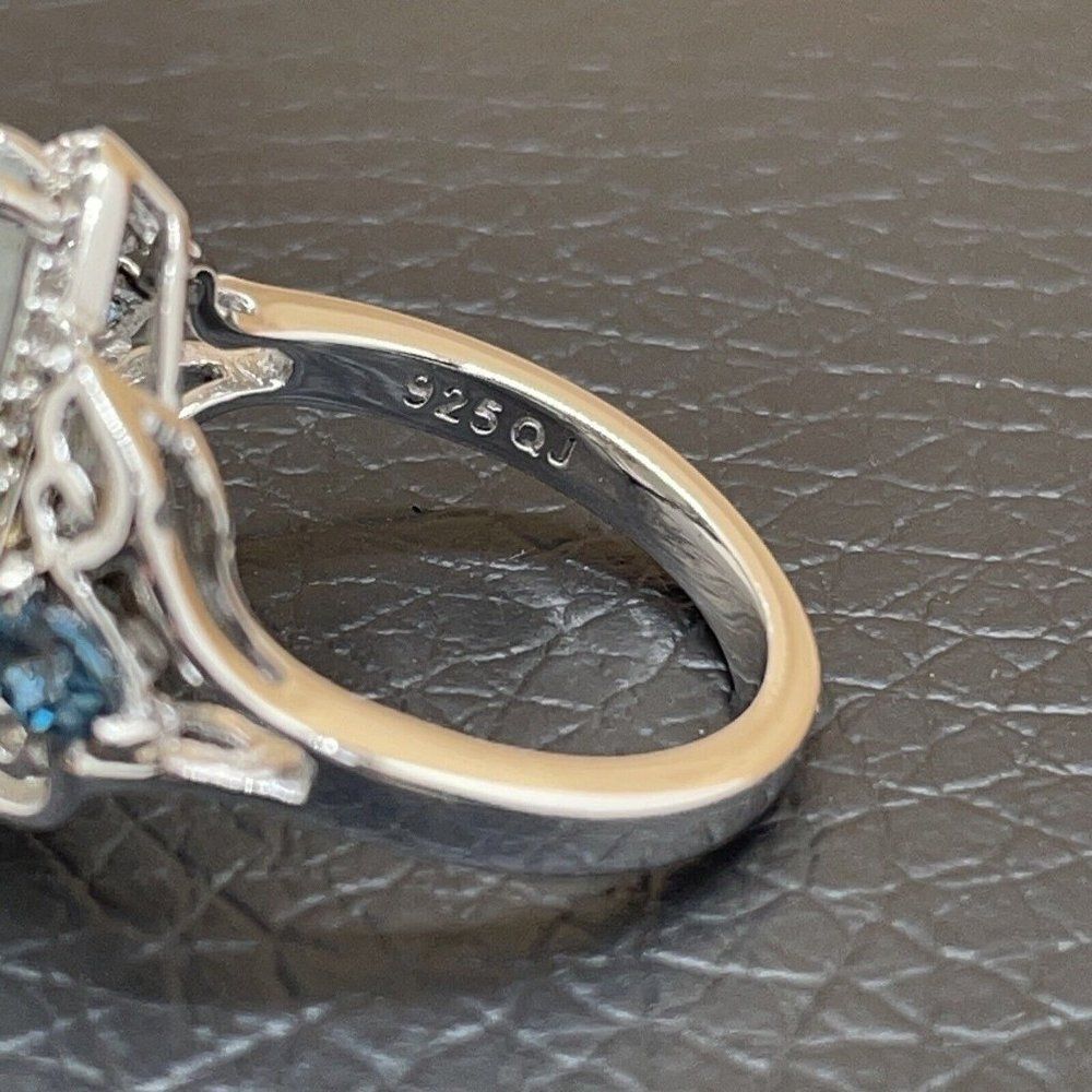 Colleen Lopez Labradorite Ring London Blue Topaz Sterling .925 White Topaz 7.75 - Picture 8 of 11